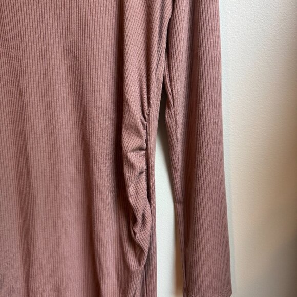 Heart & Hips Maternity Ribbed Mid Length Dress‎ Mauve  Women's XL (X135) - Picture 3 of 10